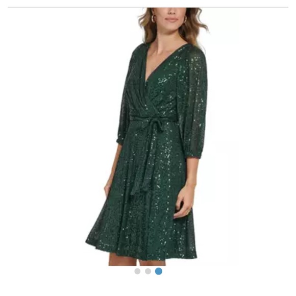 DKNY Emerald sequins  Long Sleeve Dress - Picture 2 of 6